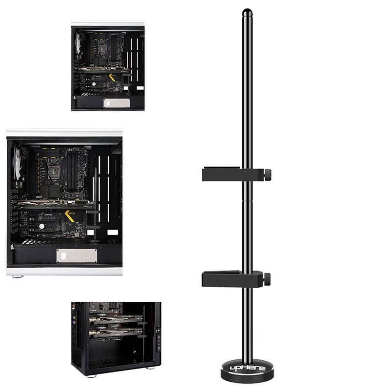 upHere Graphics Card GPU Brace Support Video Card Sag Holder/Holster Bracket, Anodized Aerospace Aluminum, Single or Dual Slot Cards Black (G205) - Image 1